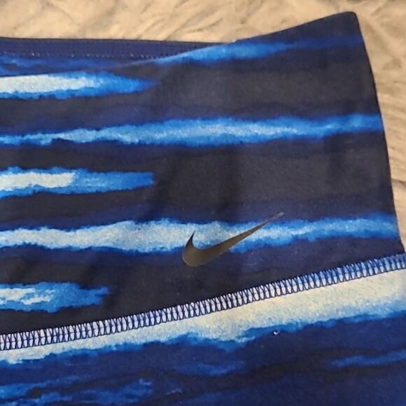Nike one dri fit recycled polyester stretch blue tye dye athletic capris - Picture 3 of 9